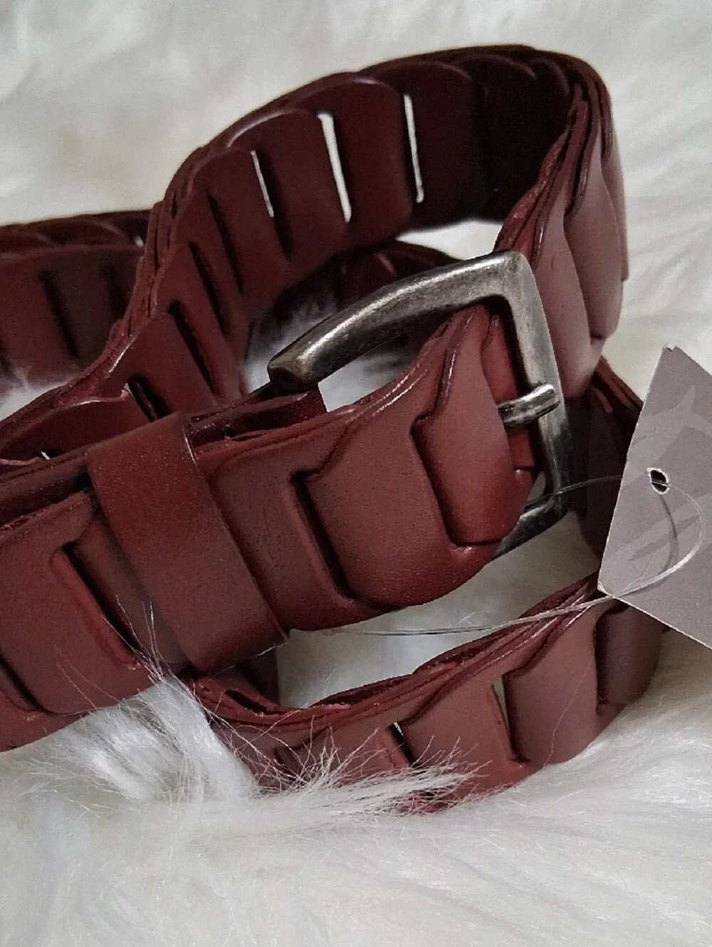 NWT J. Jill Braided Leather Belt-Oxblood-Large